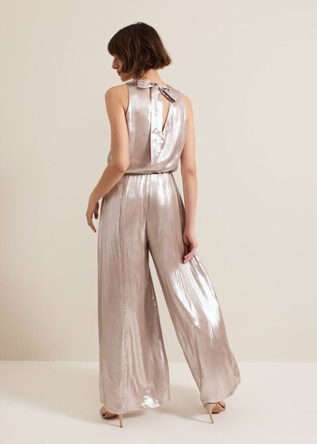 Phase Eight Adrina Metallic Wide Leg Trousers Silver Australia | WL8105429